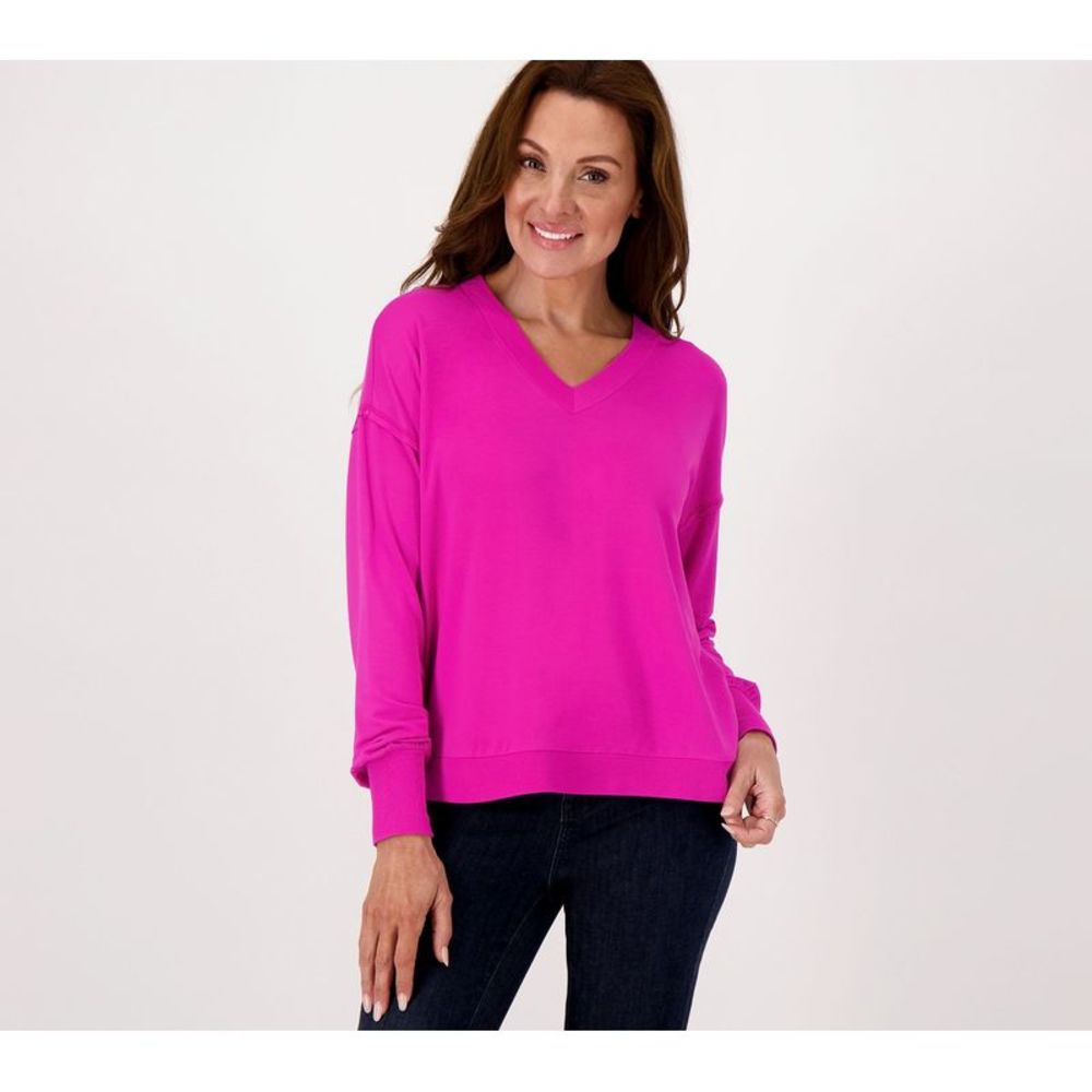 Candace Cameron Bure Women's Top Sz SMALL The Malibu Lounge V-Neck Pink A513678